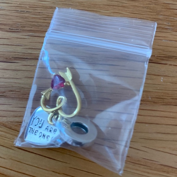 NWOT Two Tone You Are The One Infinity Double Hearts Dangle Charm Silver 925 - Picture 3 of 9